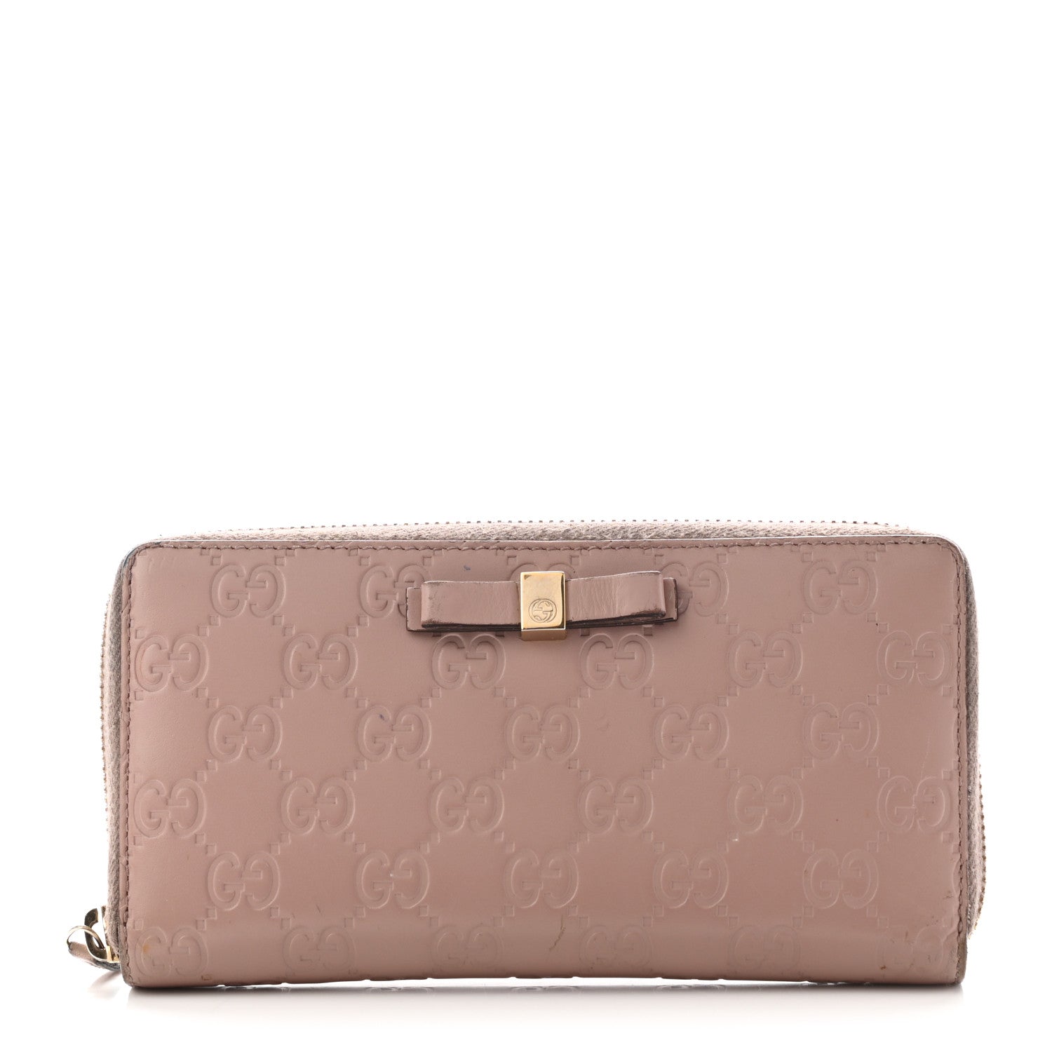 Gucci Guccissima Bow Zip Around Wallet Pink 1 of 14