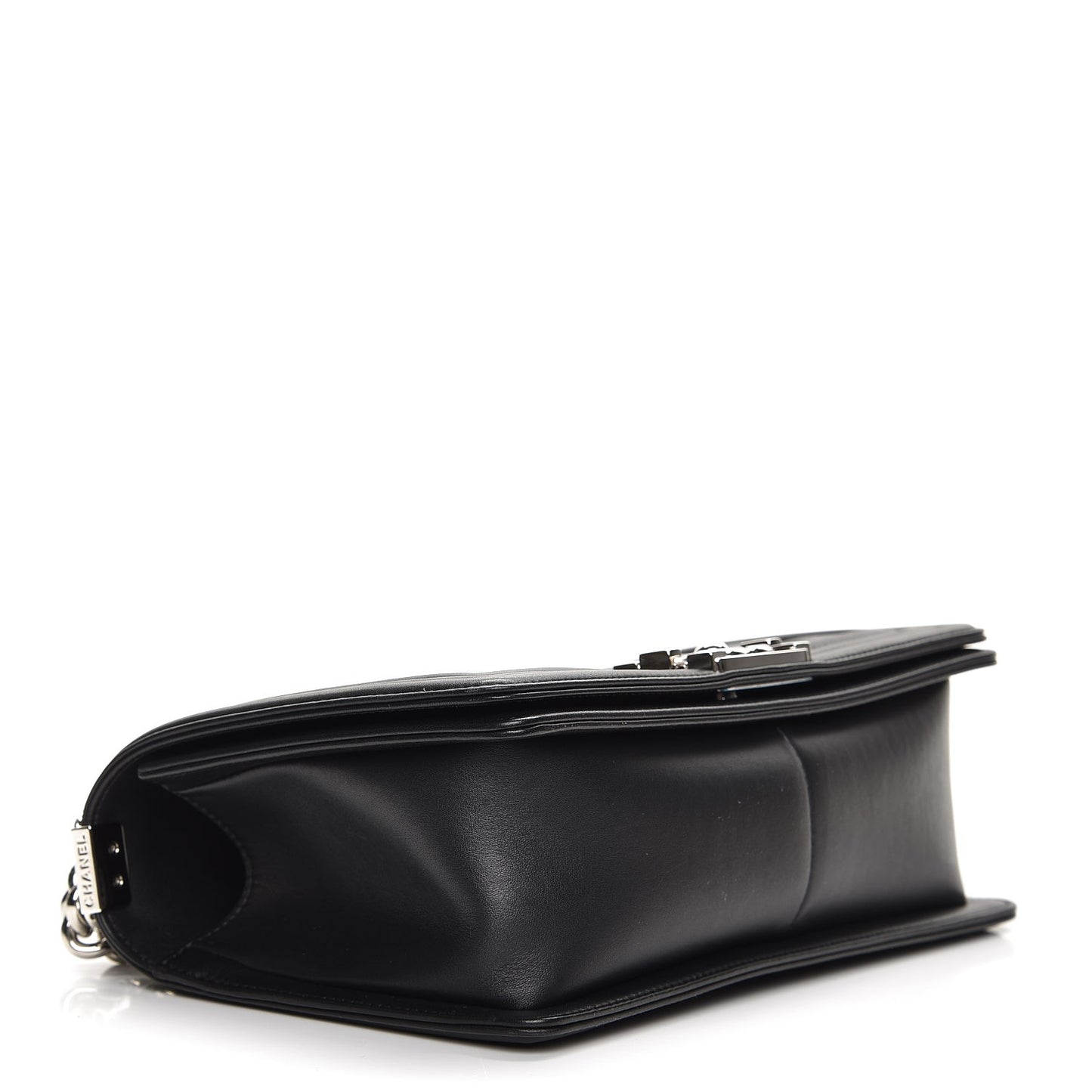 Calfskin Chevron Quilted Medium Boy Flap Black