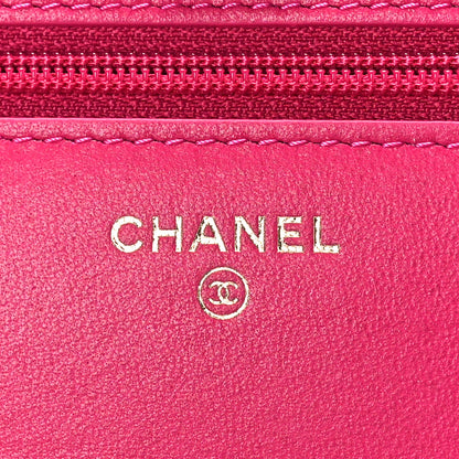 Chanel Lambskin Quilted CC Pearl Crush Wallet on Chain WOC Dark Pink 6 of 11