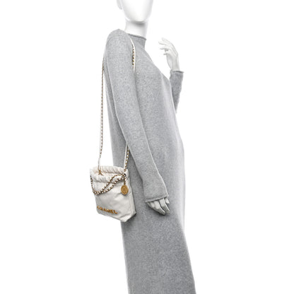 Chanel Shiny Calfskin Quilted Mini Chanel 22 White 2 of 10