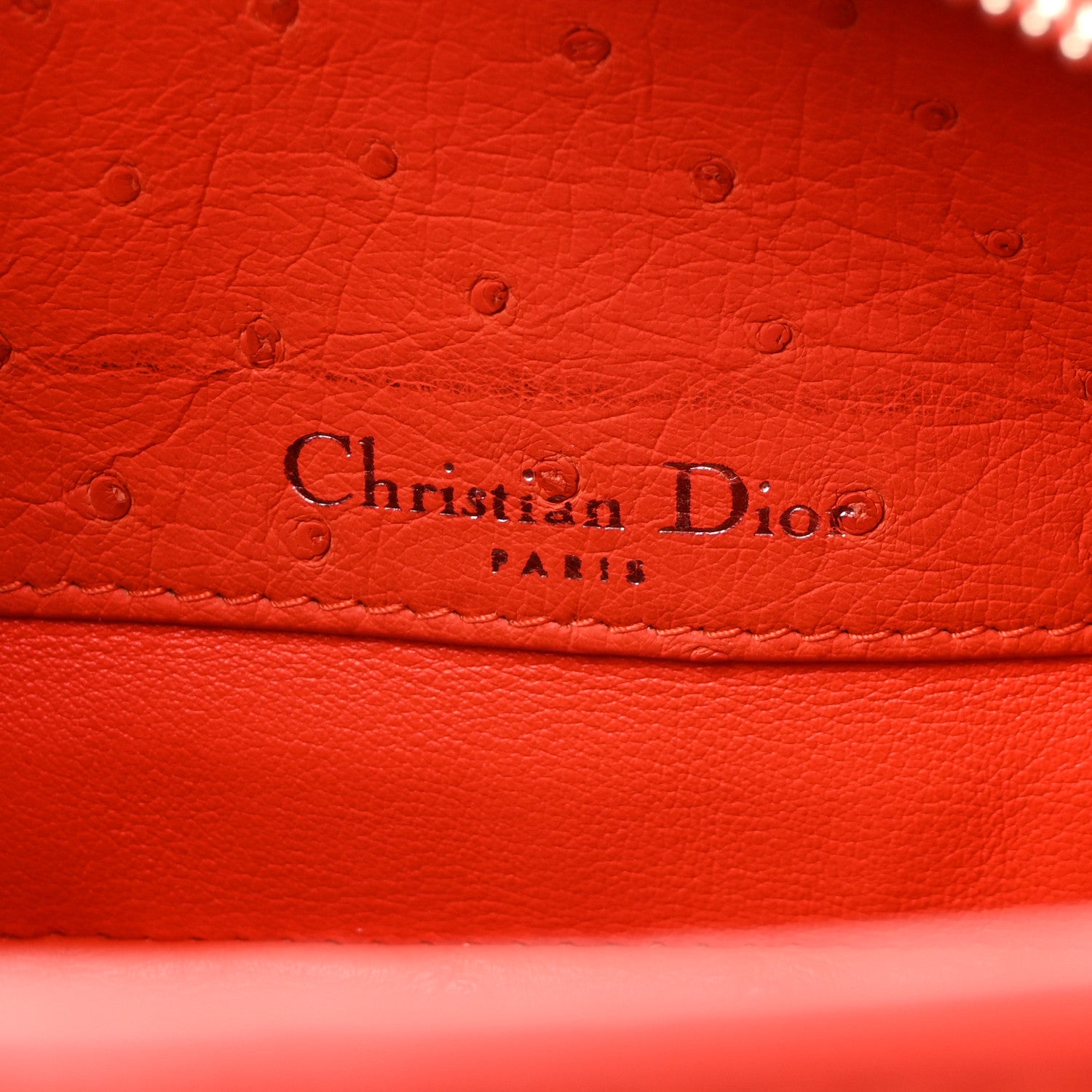 Christian Dior Ostrich Large Open Bar Tote Orange 1814559