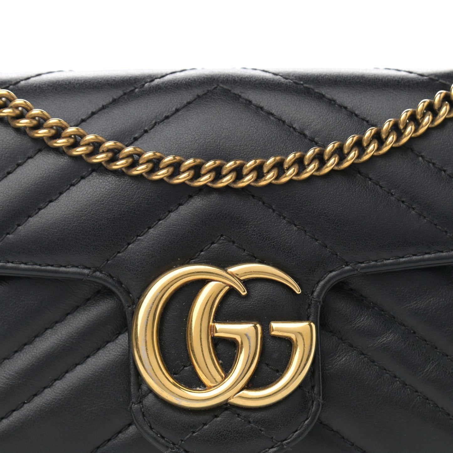 Calfskin Matelasse Super Mini GG Marmont Shoulder Bag Black