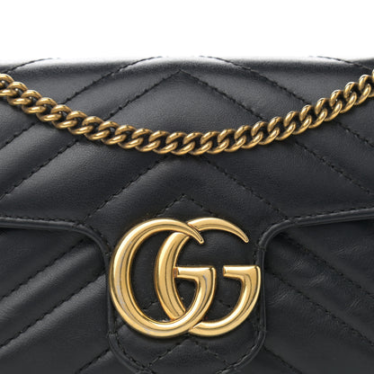 Gucci Calfskin Matelasse Super Mini GG Marmont Shoulder Bag Black 14 of 15