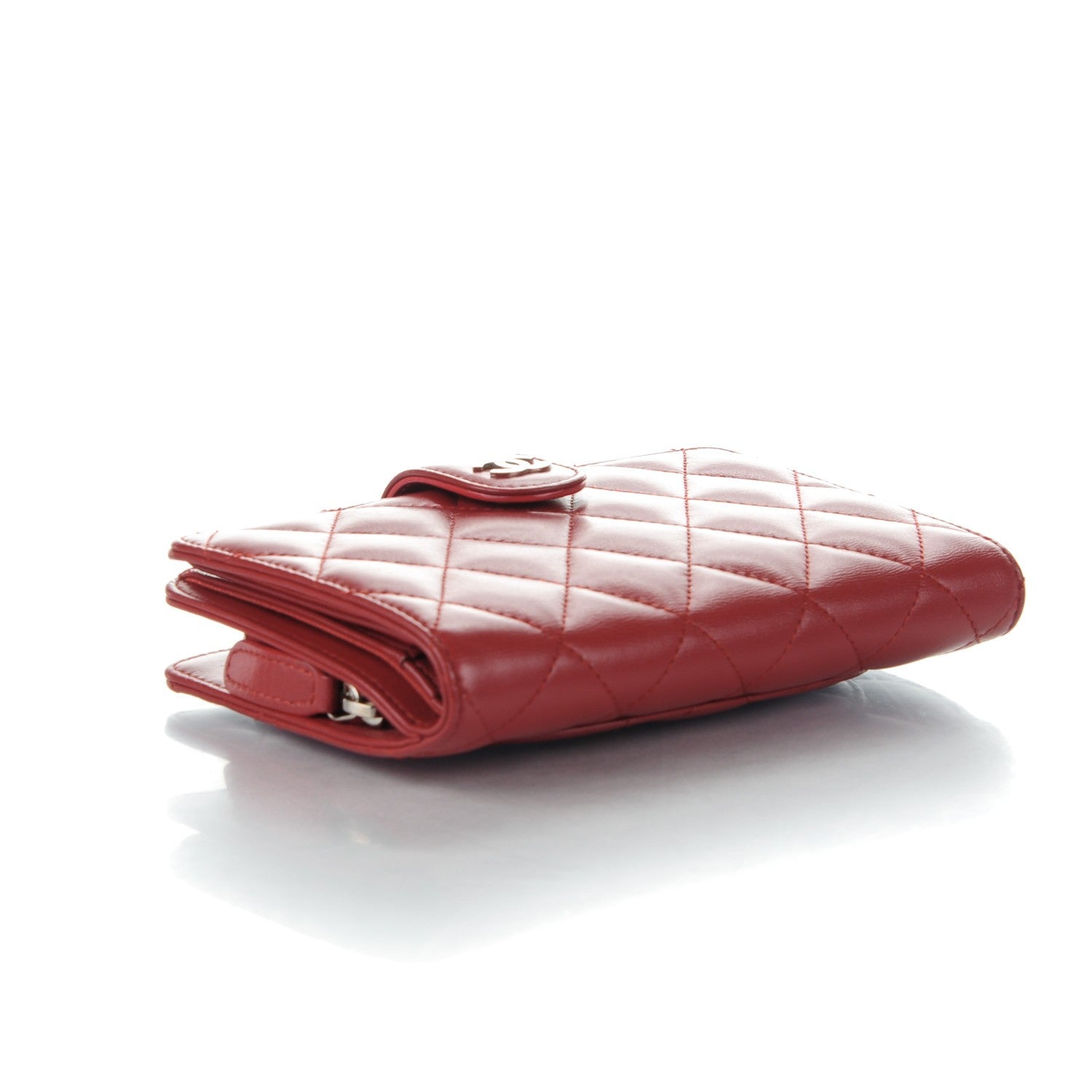 Chanel Lambskin Quilted Zipped Pocket Wallet Red 4 of 8