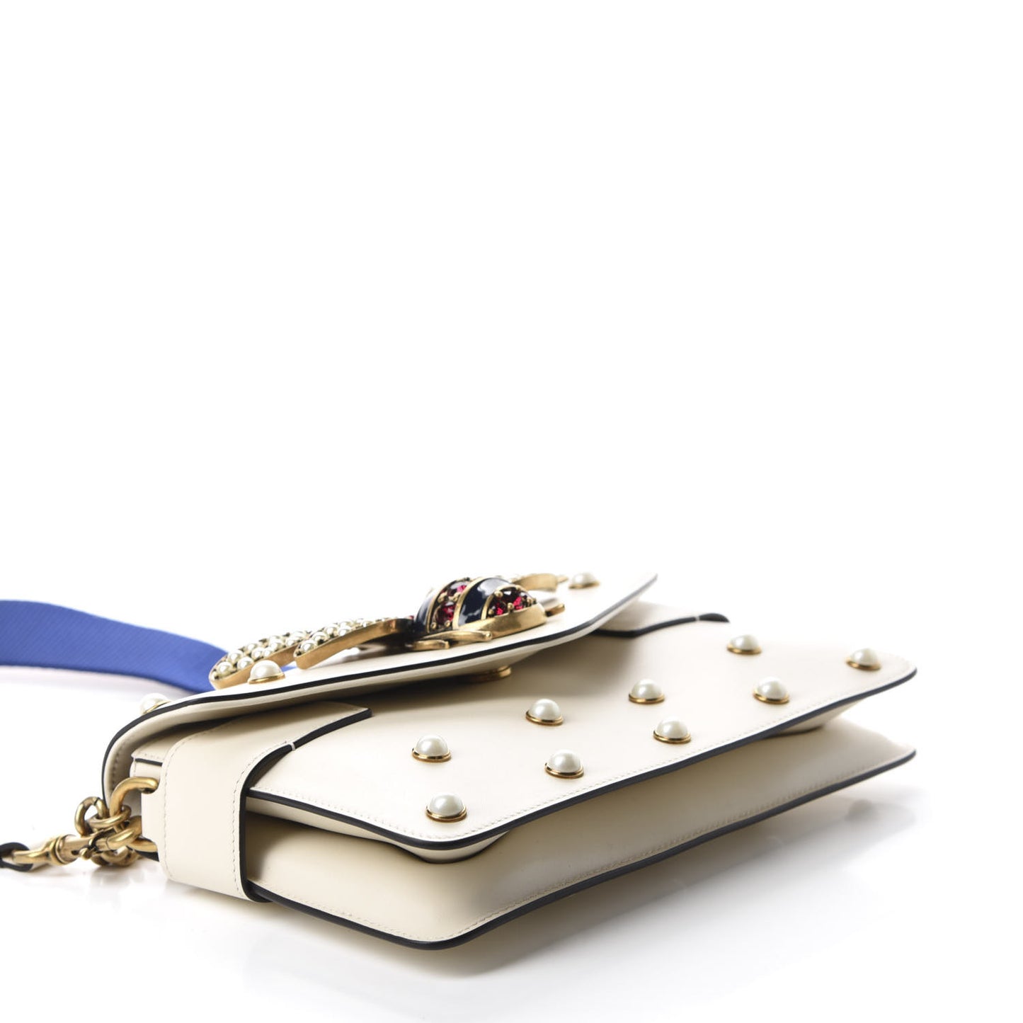 Nappa Pearl Studded Mini Queen Margaret Broadway Shoulder Bag Mystic White