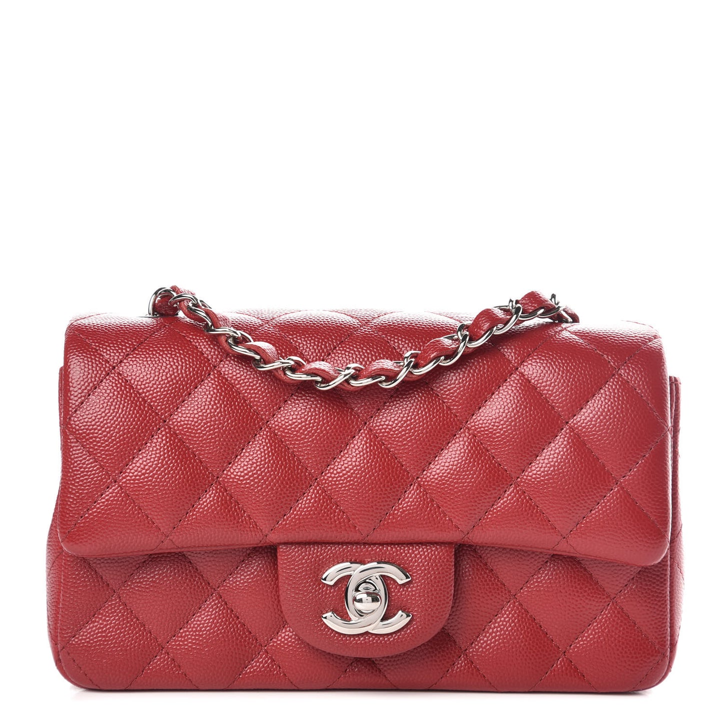 Caviar Quilted Mini Rectangular Flap Red