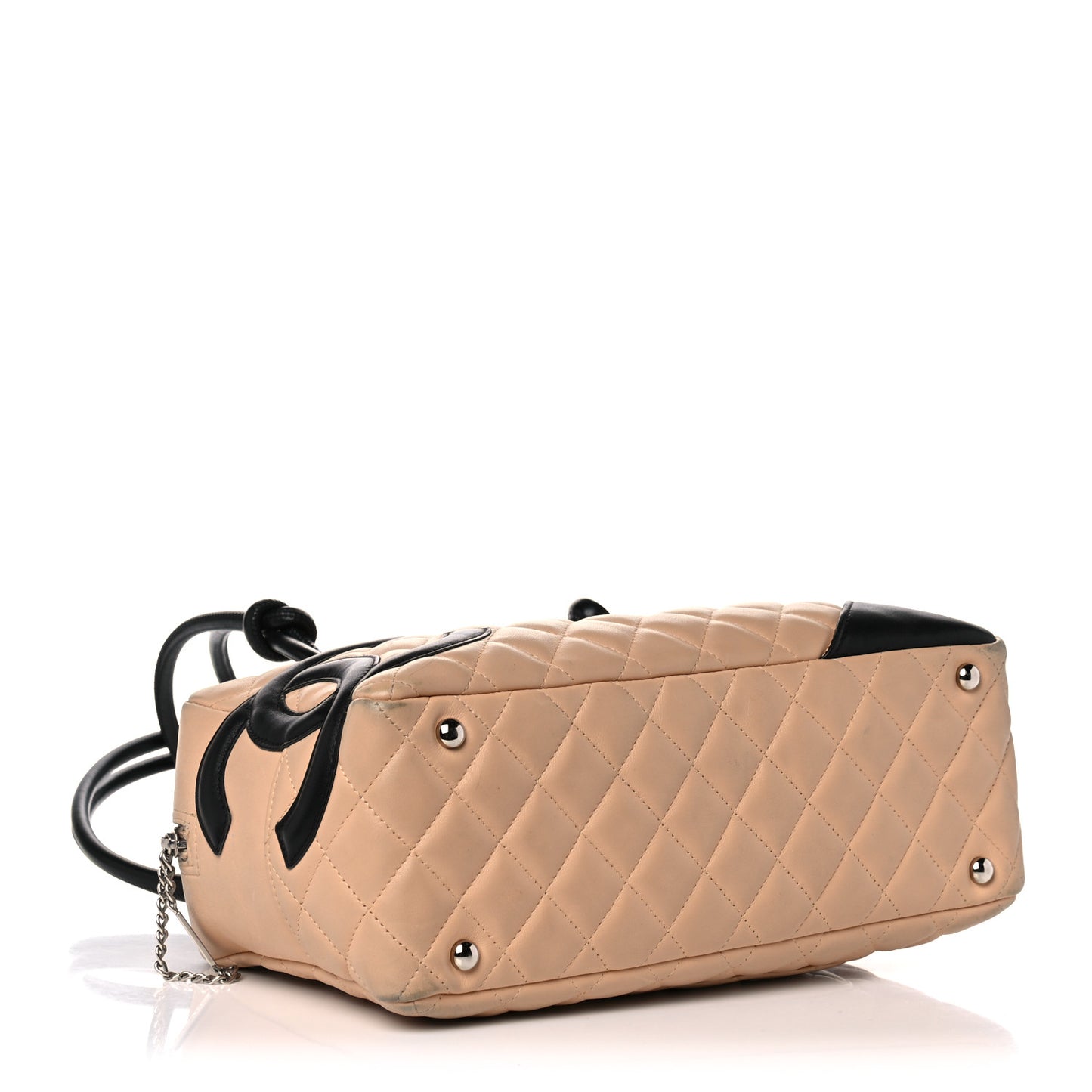 Calfskin Quilted Large Cambon Bowler Beige Black