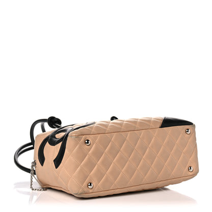 Chanel Calfskin Quilted Large Cambon Bowler Beige Black 4 of 19