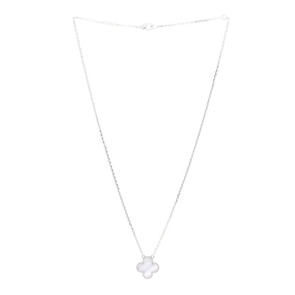 Van Cleef & Arpels 18K White Gold Chalcedony Vintage Alhambra Pendant Necklace 3 of 6