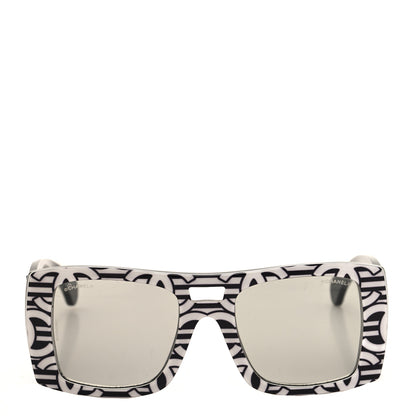 Chanel Acetate CC Logo Square Sunglasses 71628 Black White 2 of 7