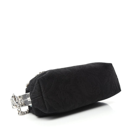 Dolce & Gabbana Satin Lace Crystal Embellished Plexis Glass Chain Clutch Black 4 of 9
