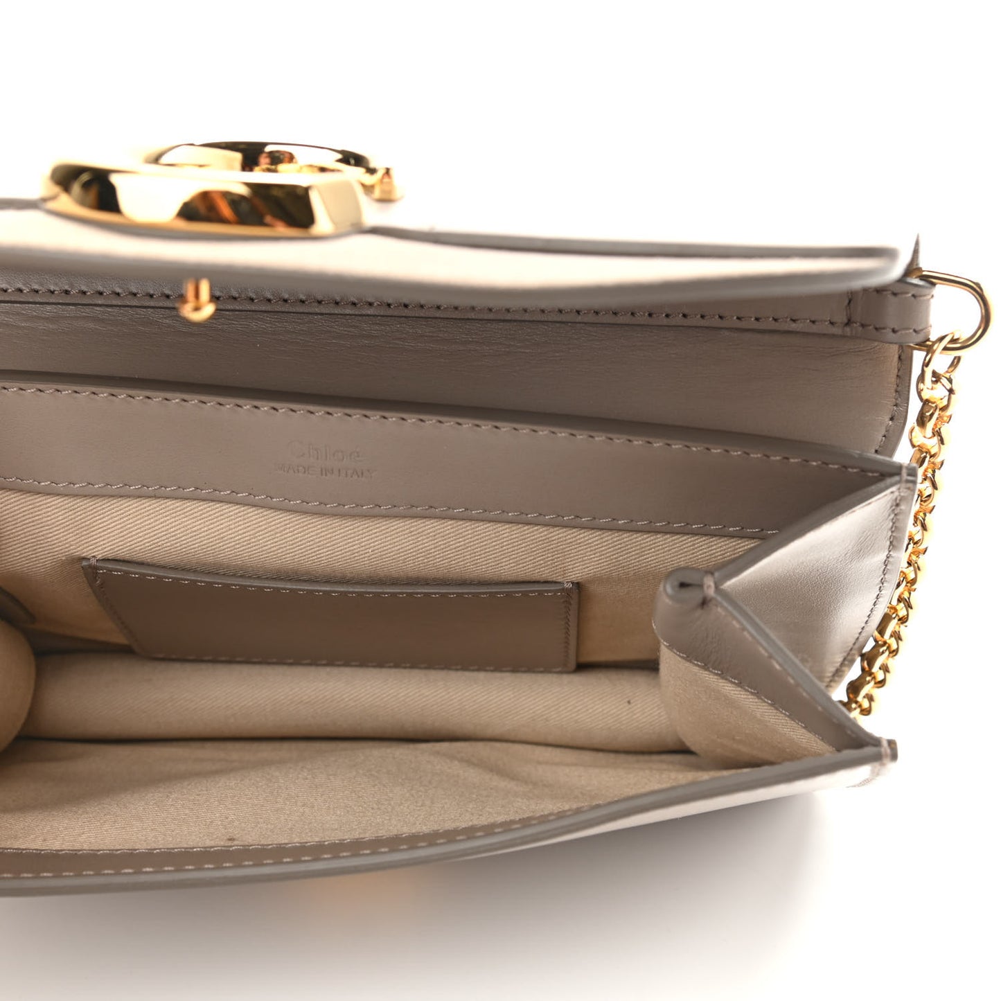 Calfskin Suede C Clutch With Chain Motty Grey