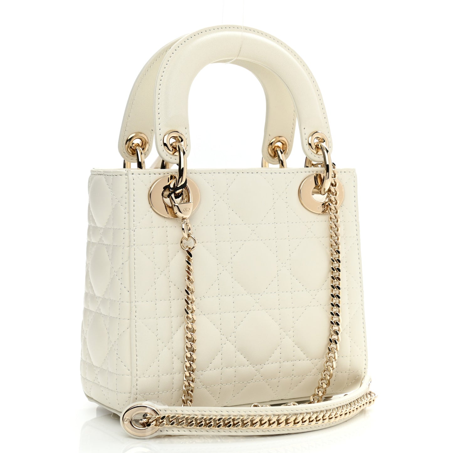 Lambskin Cannage Mini Lady Dior White