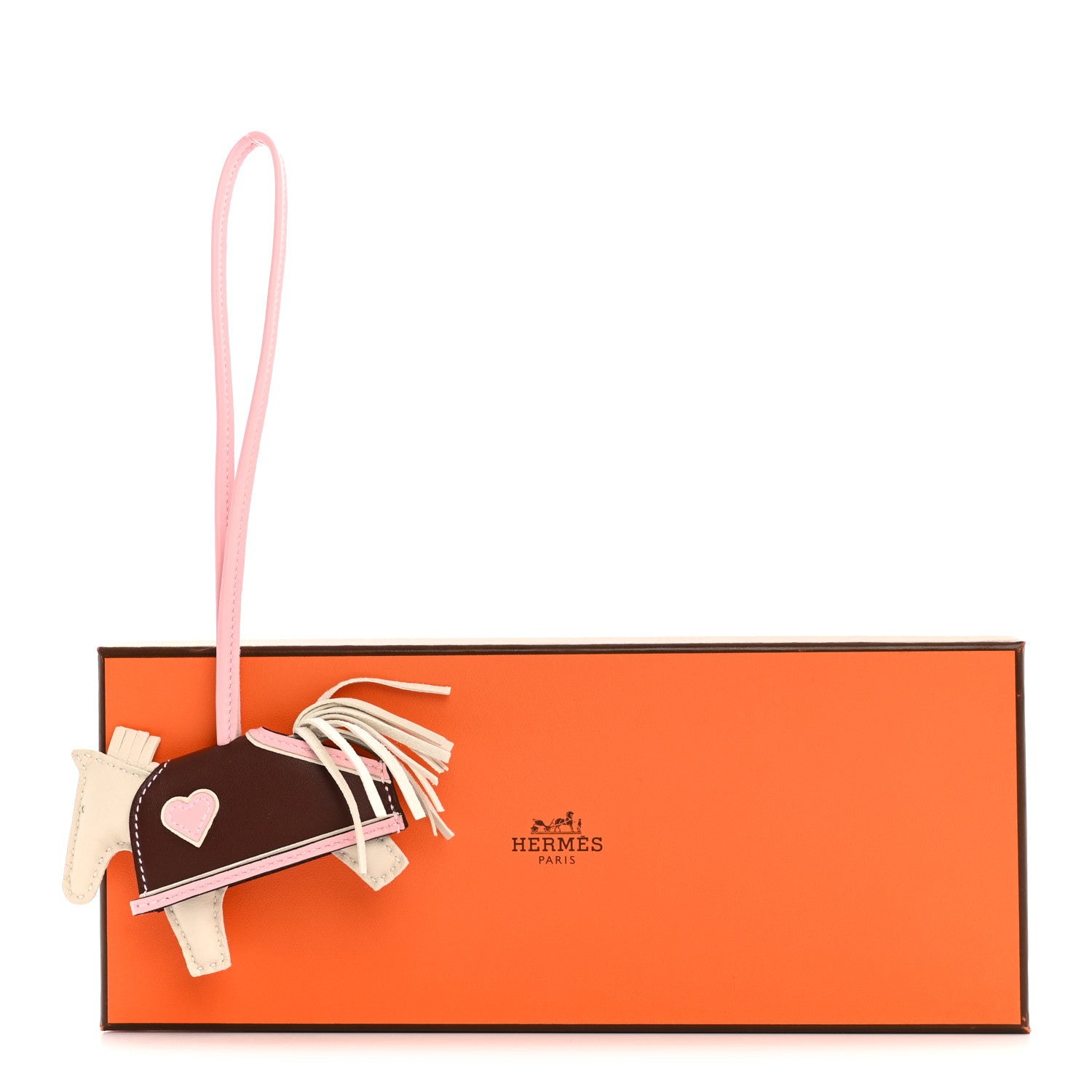Hermes Milo Lambskin Grigri Rodeo Robeo Coeur Bag Charm PM Craie Rose Sakura Terre 4 of 4