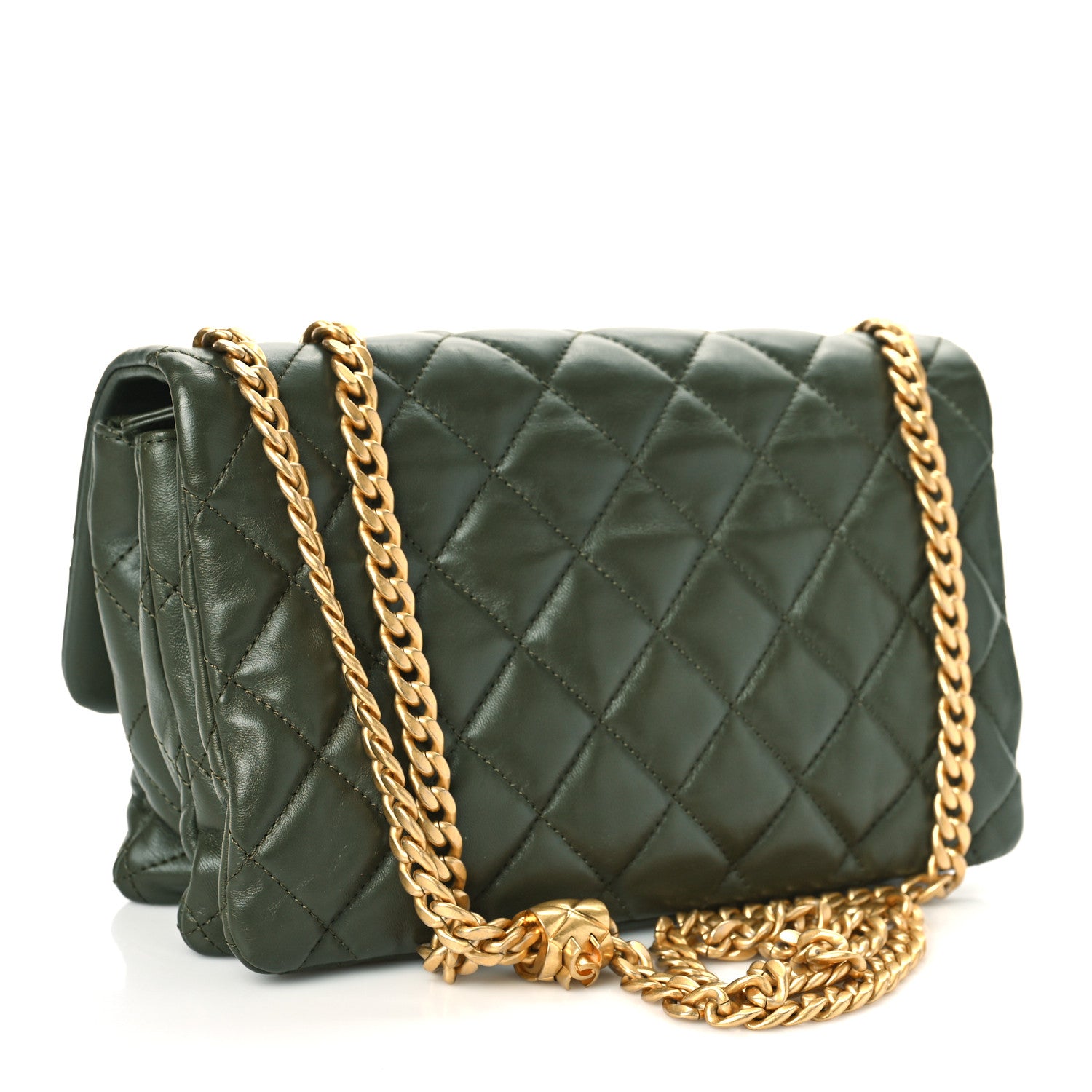 Chanel Lambskin Quilted Medium Pillow Crush Flap Khaki 2 of 8