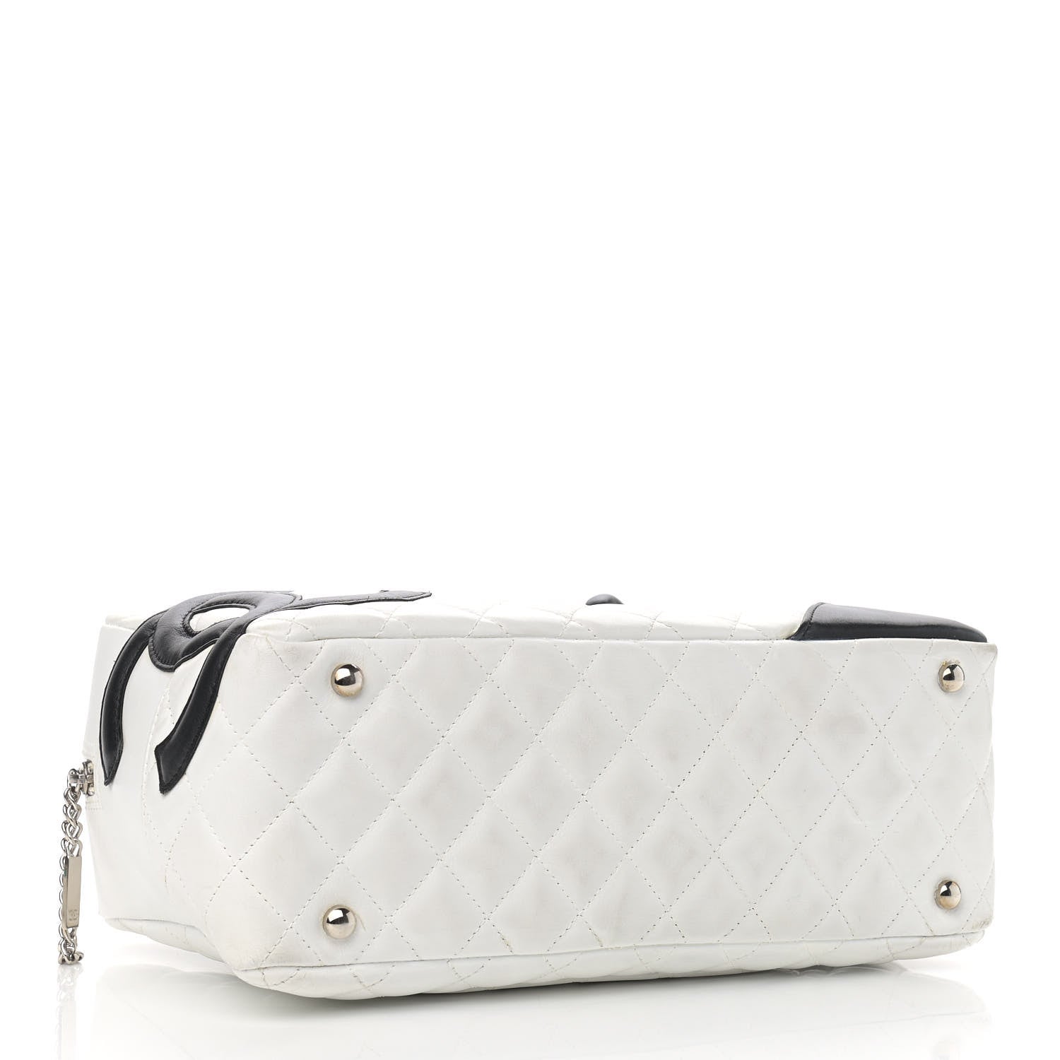 Chanel Calfskin Quilted Large Cambon Bowler White Black 4 of 14