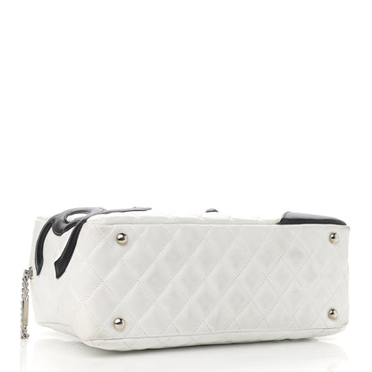 Chanel Calfskin Quilted Large Cambon Bowler White Black 4 of 14
