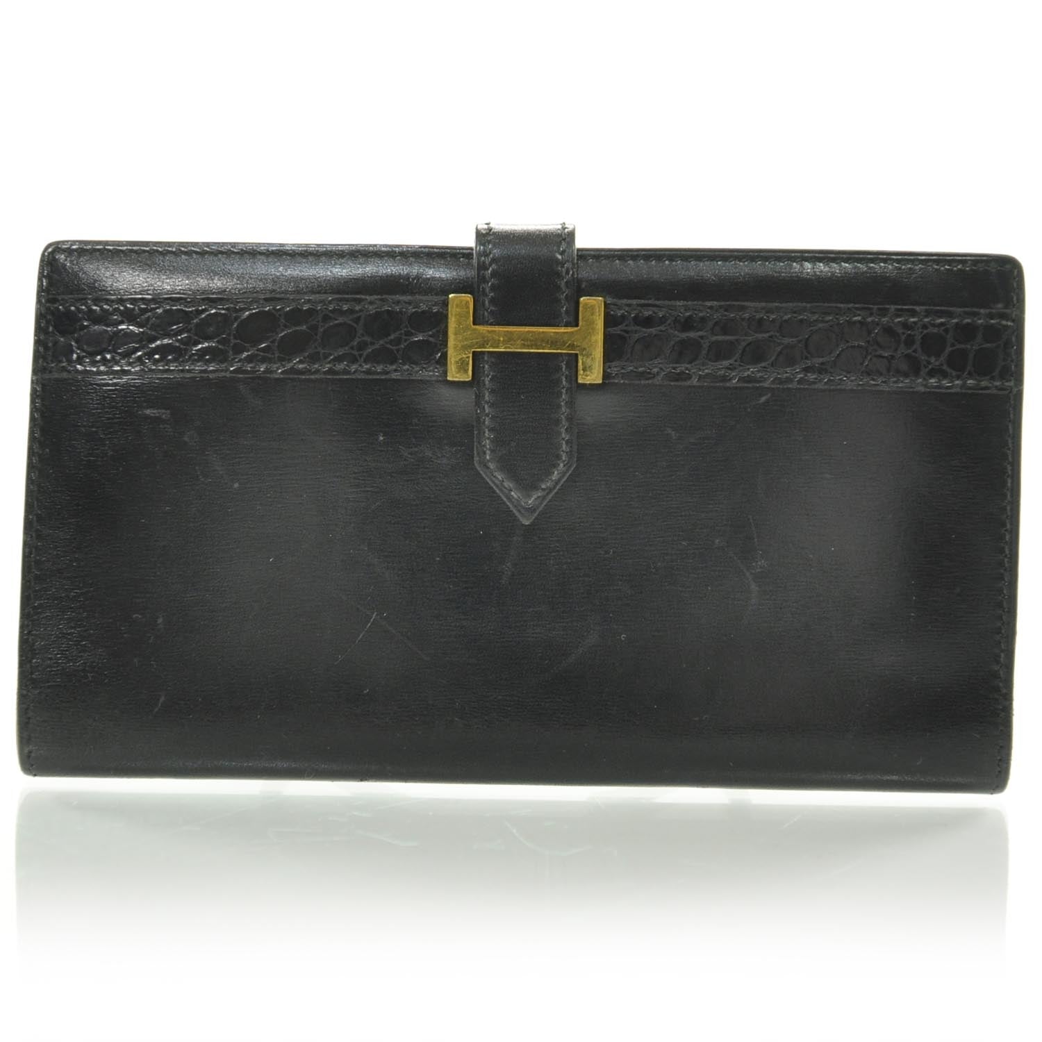 Hermes Box Calf Bearn Wallet Black 1 of 8