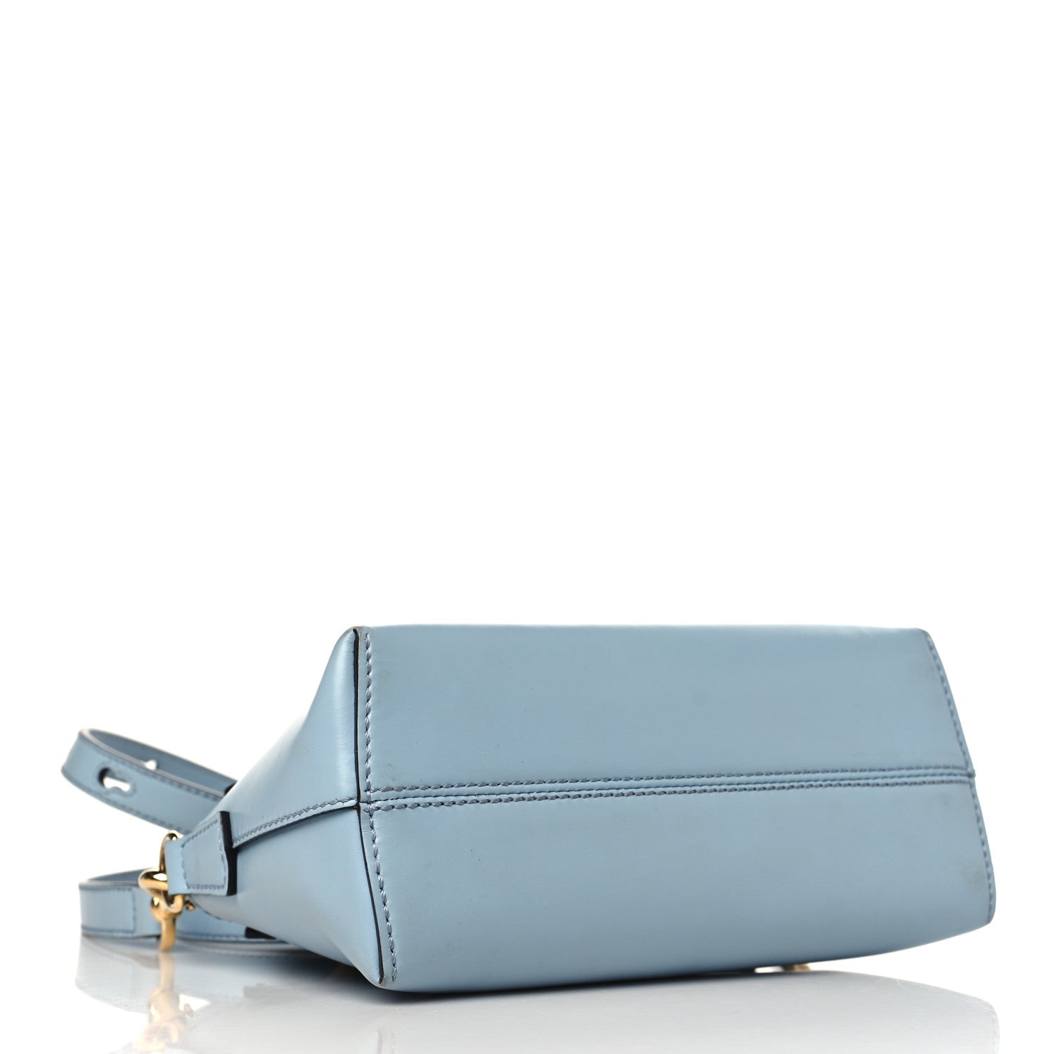 Fendi Vitello King Logo Embossed Mini By The Way Boston Bag Azzurro Baby 3 of 8