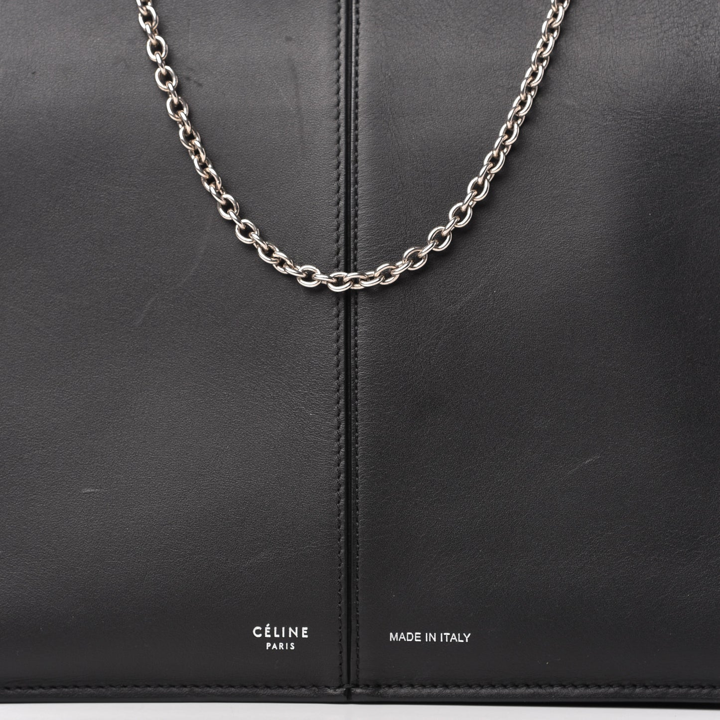 Smooth Calfskin Tri-Fold Clutch on Chain Black
