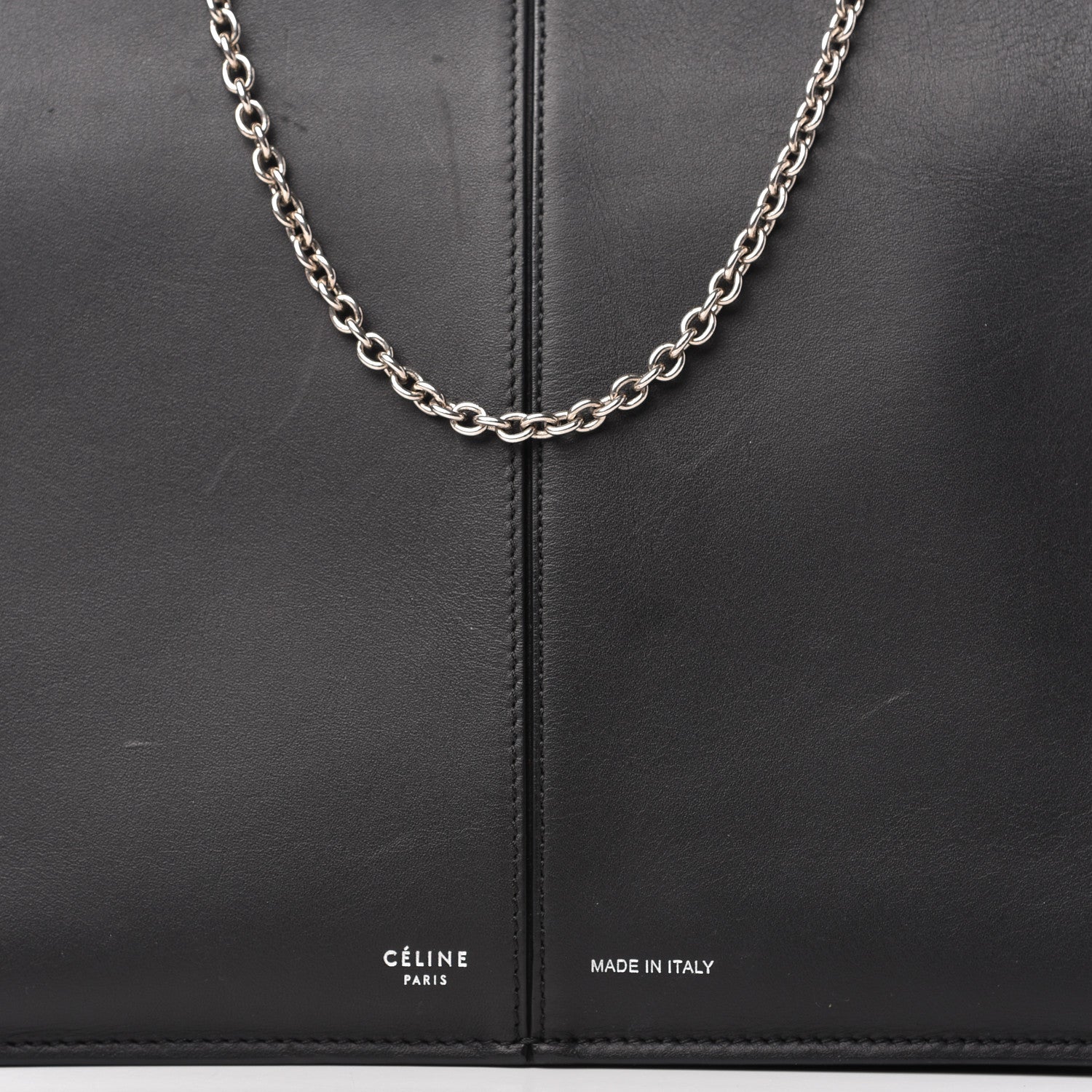Celine Smooth Calfskin Tri-Fold Clutch on Chain Black 8 of 9