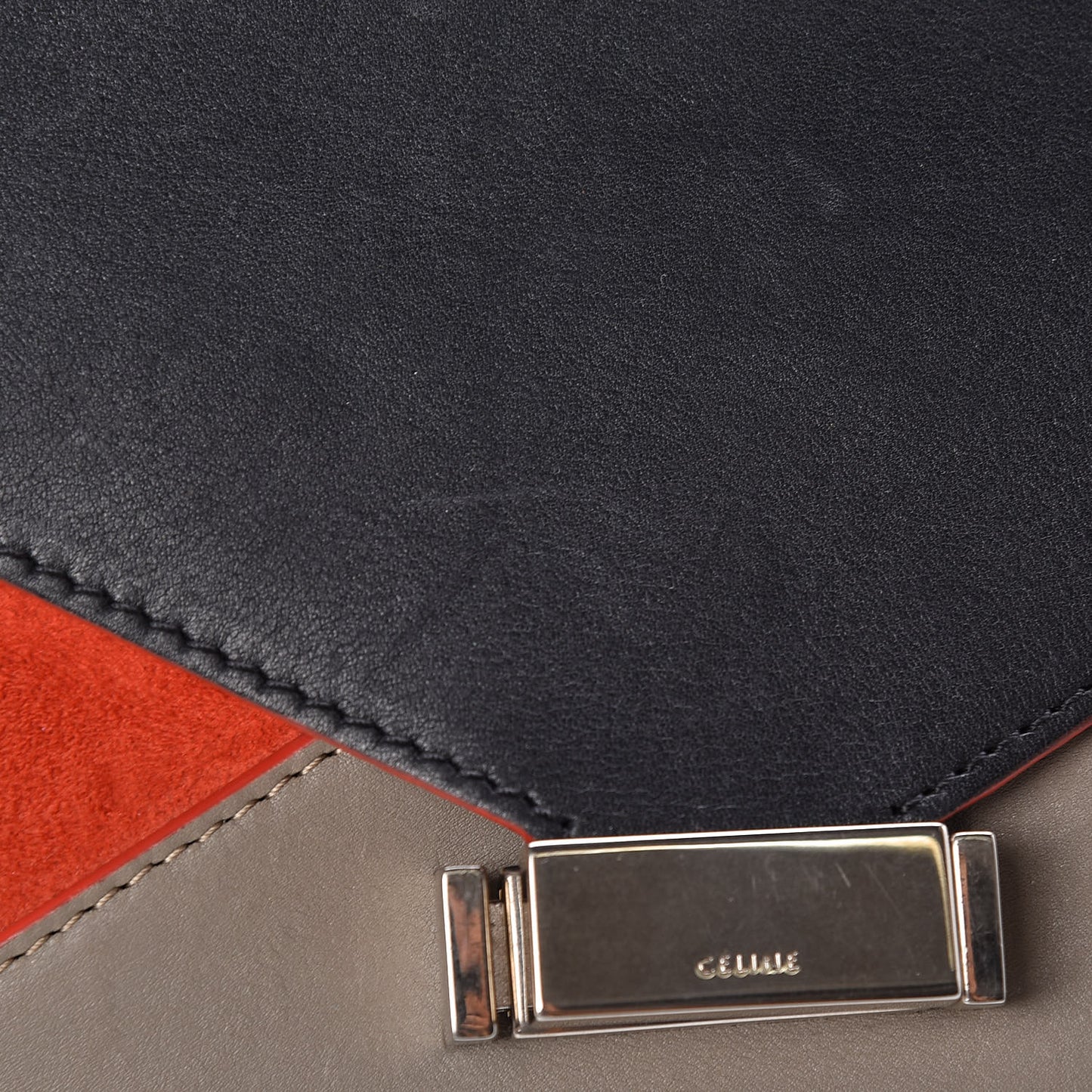 Calfskin Suede Tri-Color Diamond Clutch Red