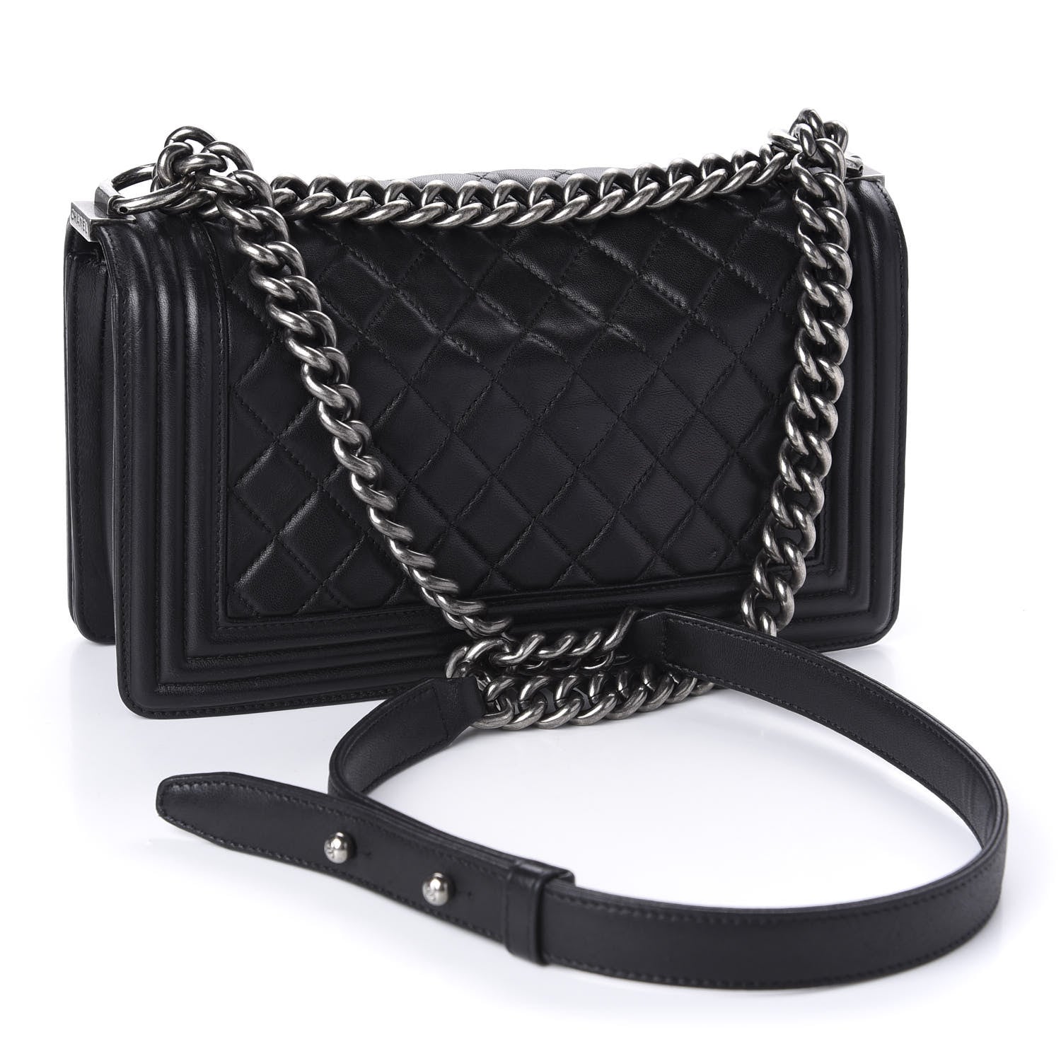 Chanel Lambskin Quilted Medium Boy Flap Black 4 of 12
