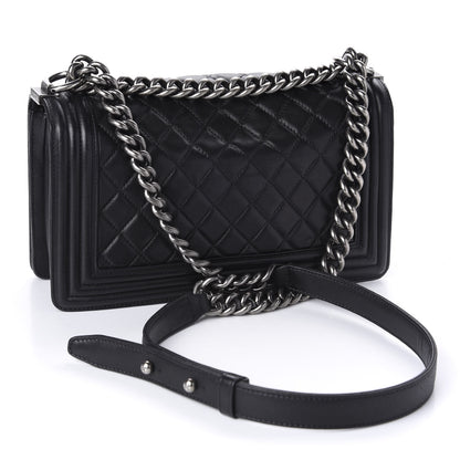 Chanel Lambskin Quilted Medium Boy Flap Black 4 of 12