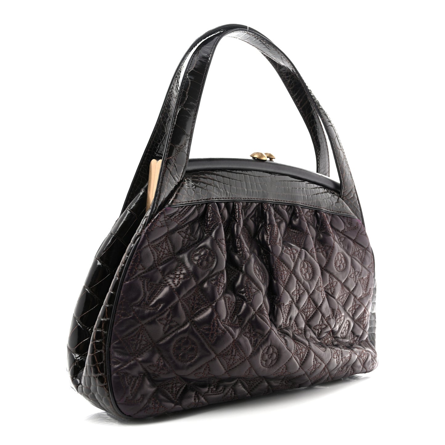 Monogram Vienna Alligator Sac Fermoir GM Aubergine
