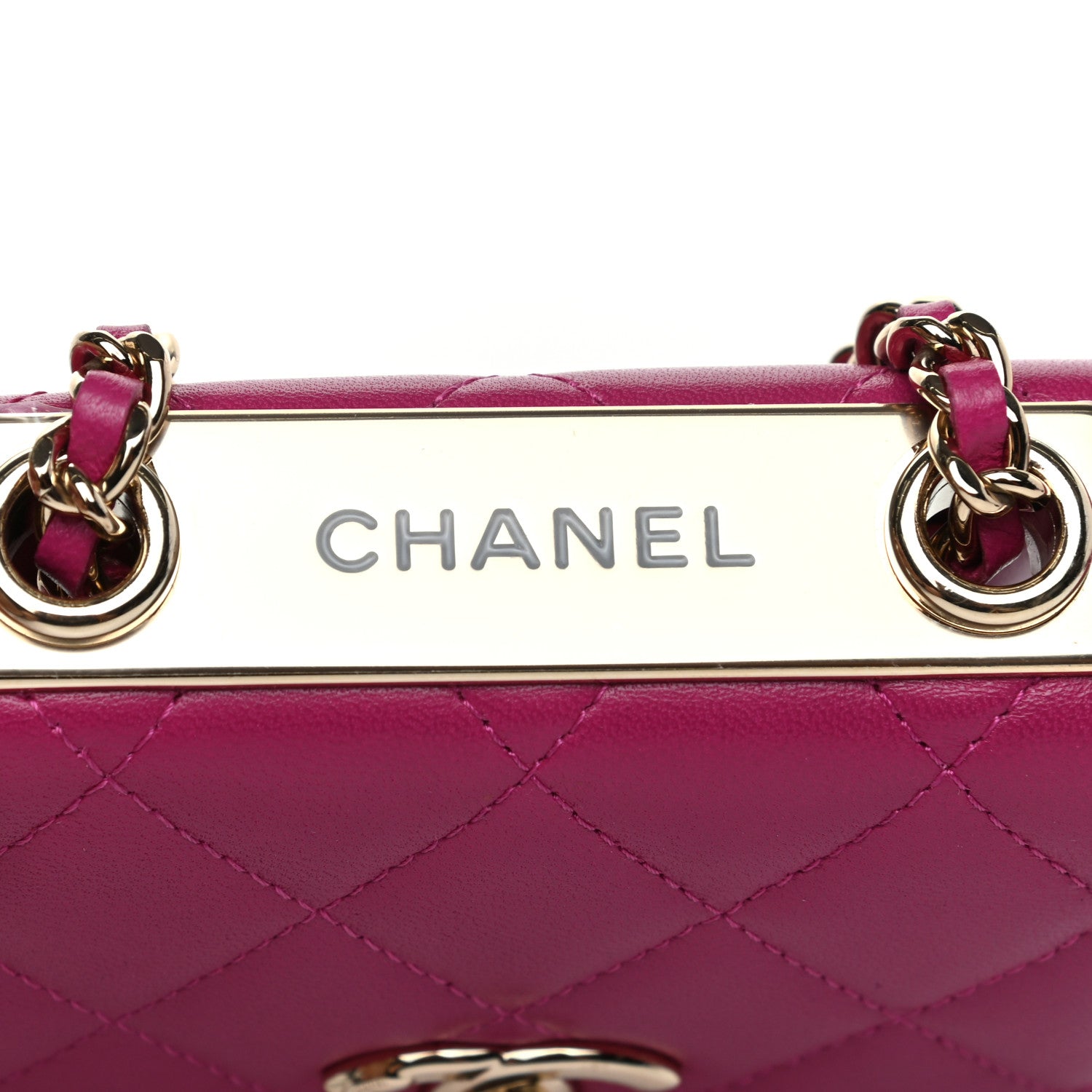 Chanel Lambskin Quilted Mini Trendy CC Clutch With Chain Fuchsia 7 of 11