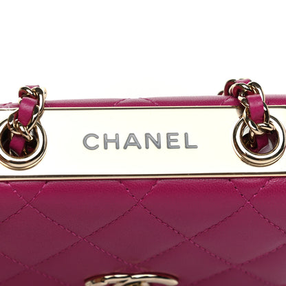 Chanel Lambskin Quilted Mini Trendy CC Clutch With Chain Fuchsia 7 of 11