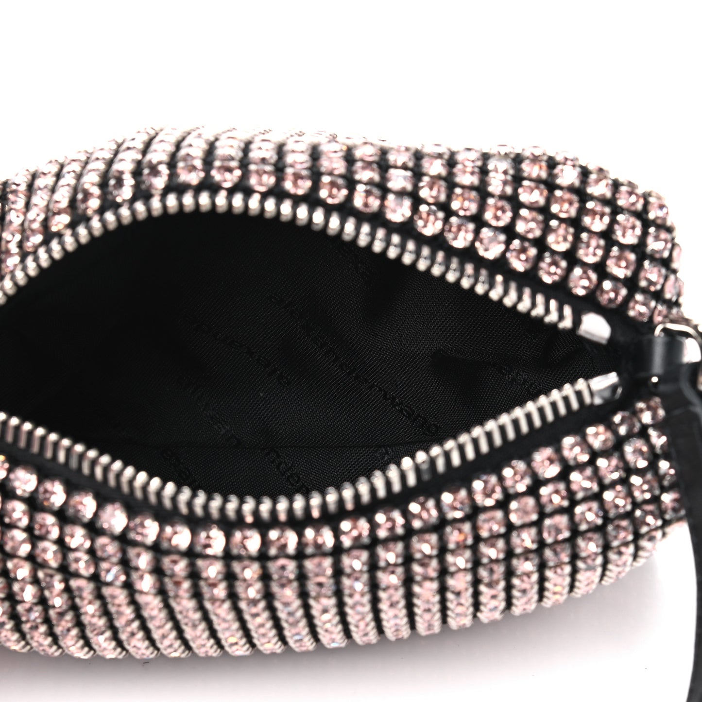 Mesh Crystal Rhinestone Mini Heiress Pouch Black Silver