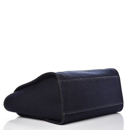 Chanel Lurex Canvas Medium Deauville Tote Navy Blue Gold 4 of 7