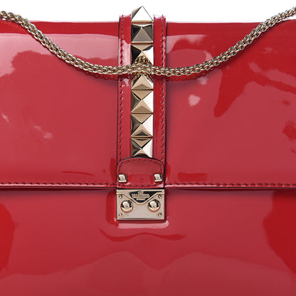 Valentino Garavani Patent Large Glam Lock Rockstud Flap Red 8 of 8