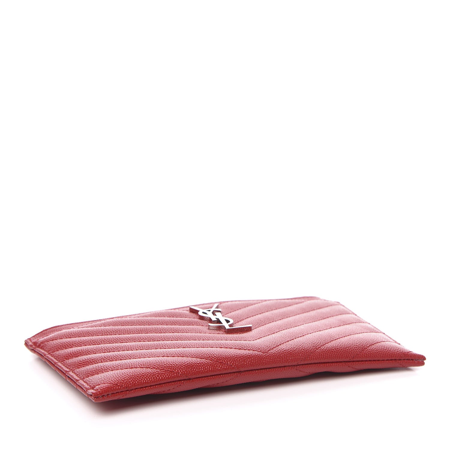 Saint Laurent Grain De Poudre Chevron Monogram Bill Pouch Rouge Eros 4 of 8