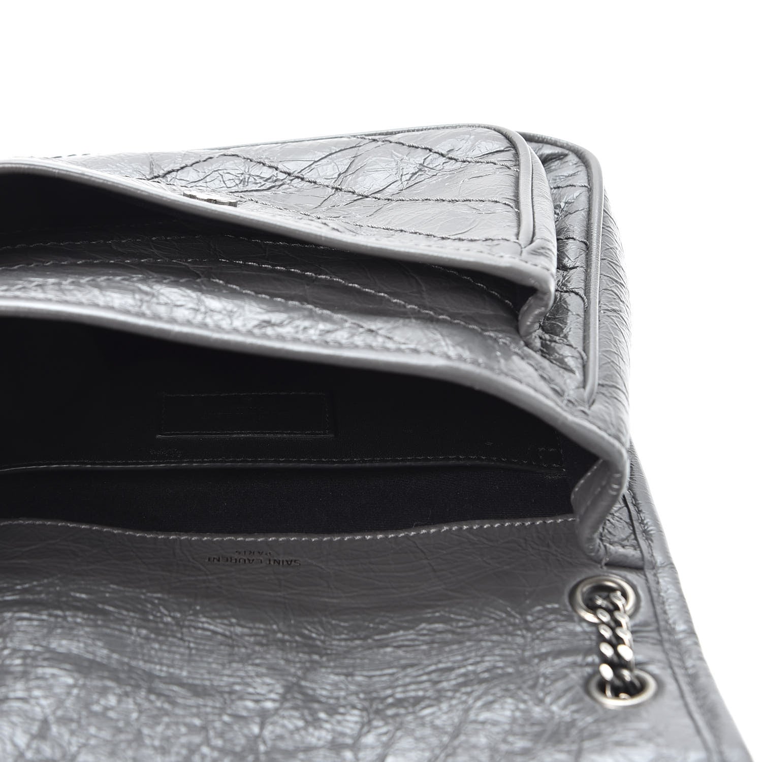 Saint Laurent Crinkled Calfskin Matelasse Monogram Baby Niki Chain Satchel Storm 4 of 8