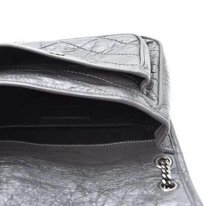 Saint Laurent Crinkled Calfskin Matelasse Monogram Baby Niki Chain Satchel Storm 4 of 8