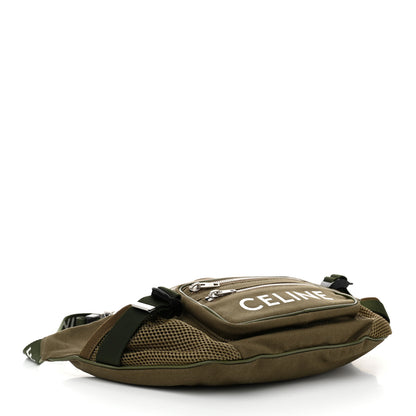 Celine Cotton Gabardine Logo Print Trekking Belt Bag Khaki 4 of 9