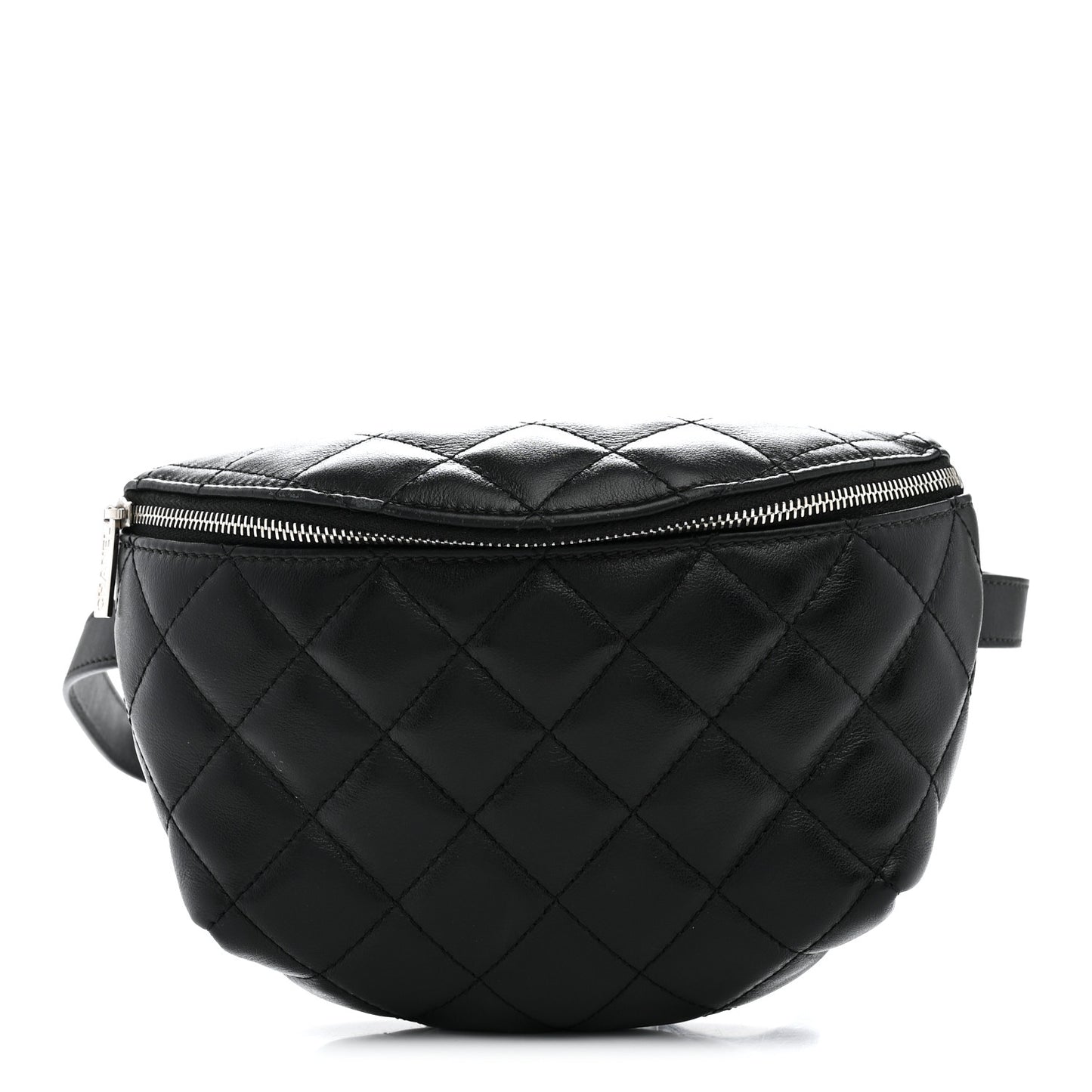 Calfskin Quilted Uniform Waist Belt Bag Black