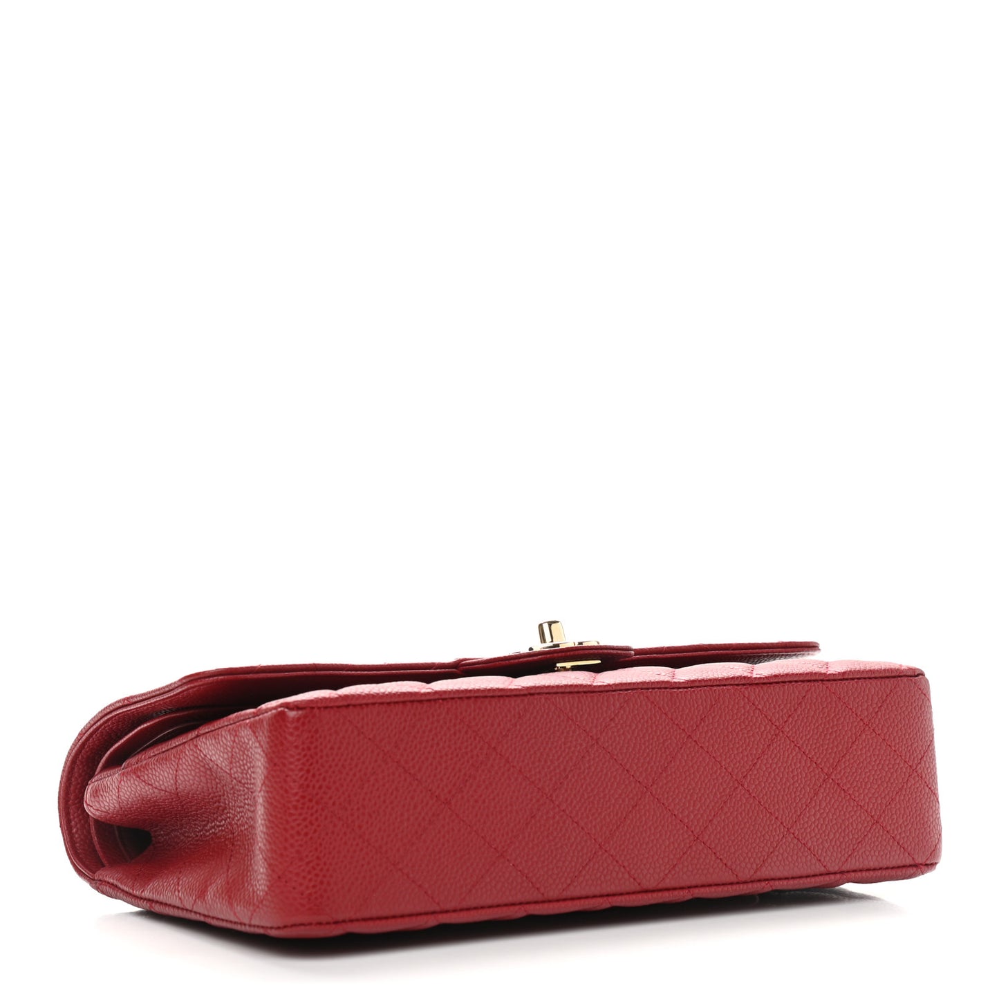 Caviar Quilted Medium Double Flap Red