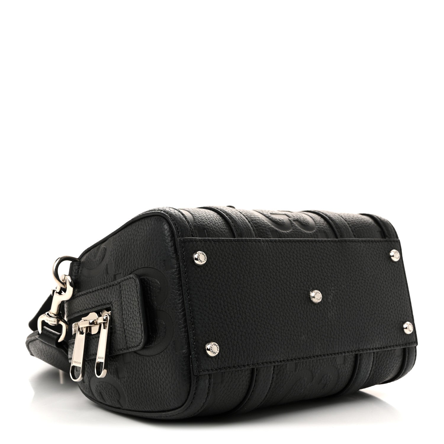 Gucci Piuma Calfskin Jumbo GG Embossed Mini Duffle Bag Black 4 of 10