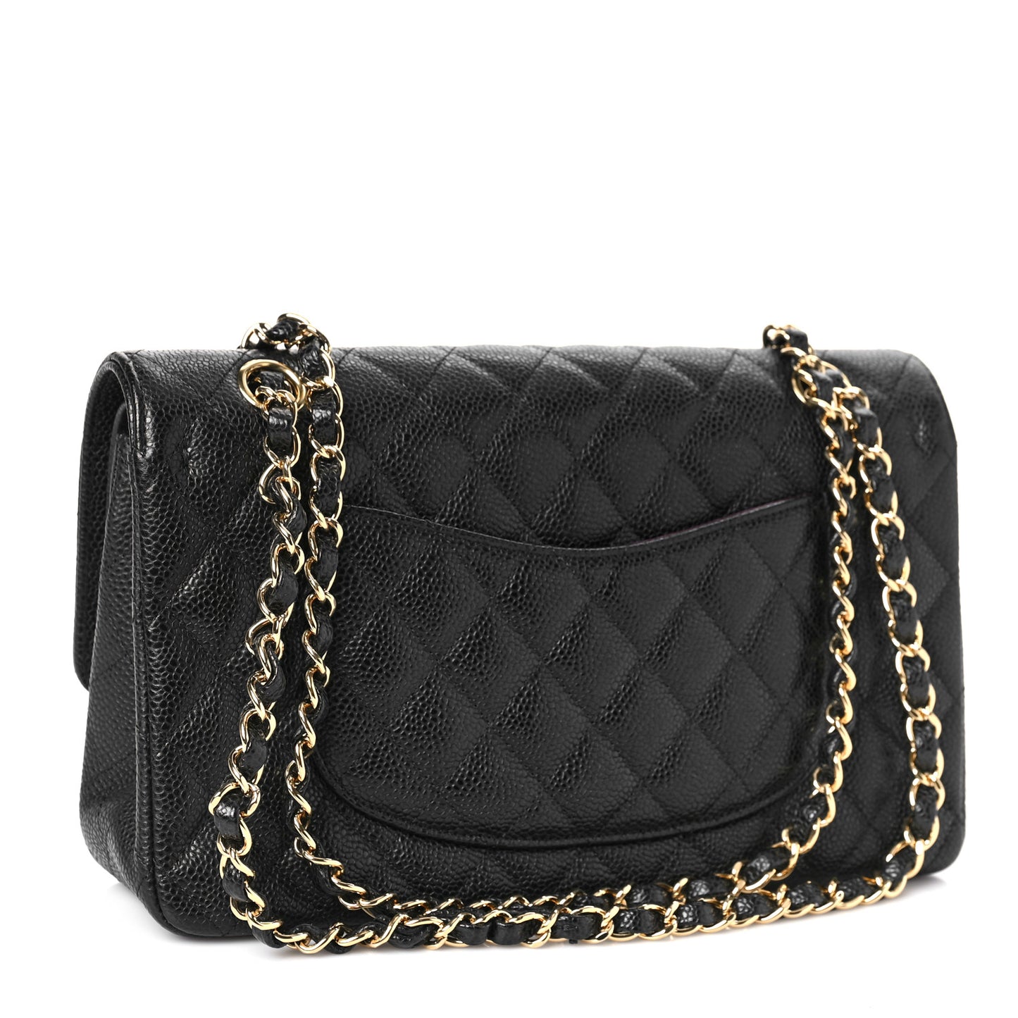 Caviar Quilted Medium Double Flap Black
