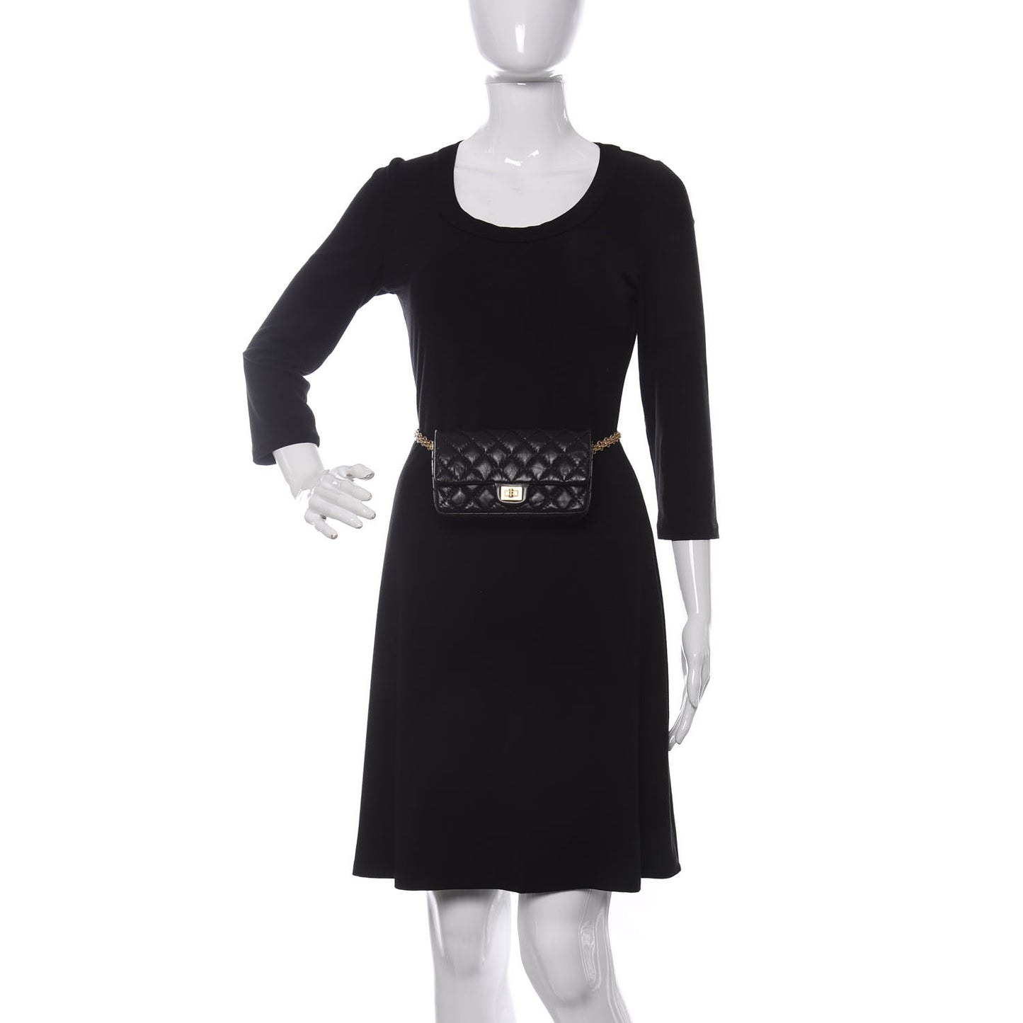 Aged Calfskin Quilted 2.55 Reissue Flap Belt Bag Black