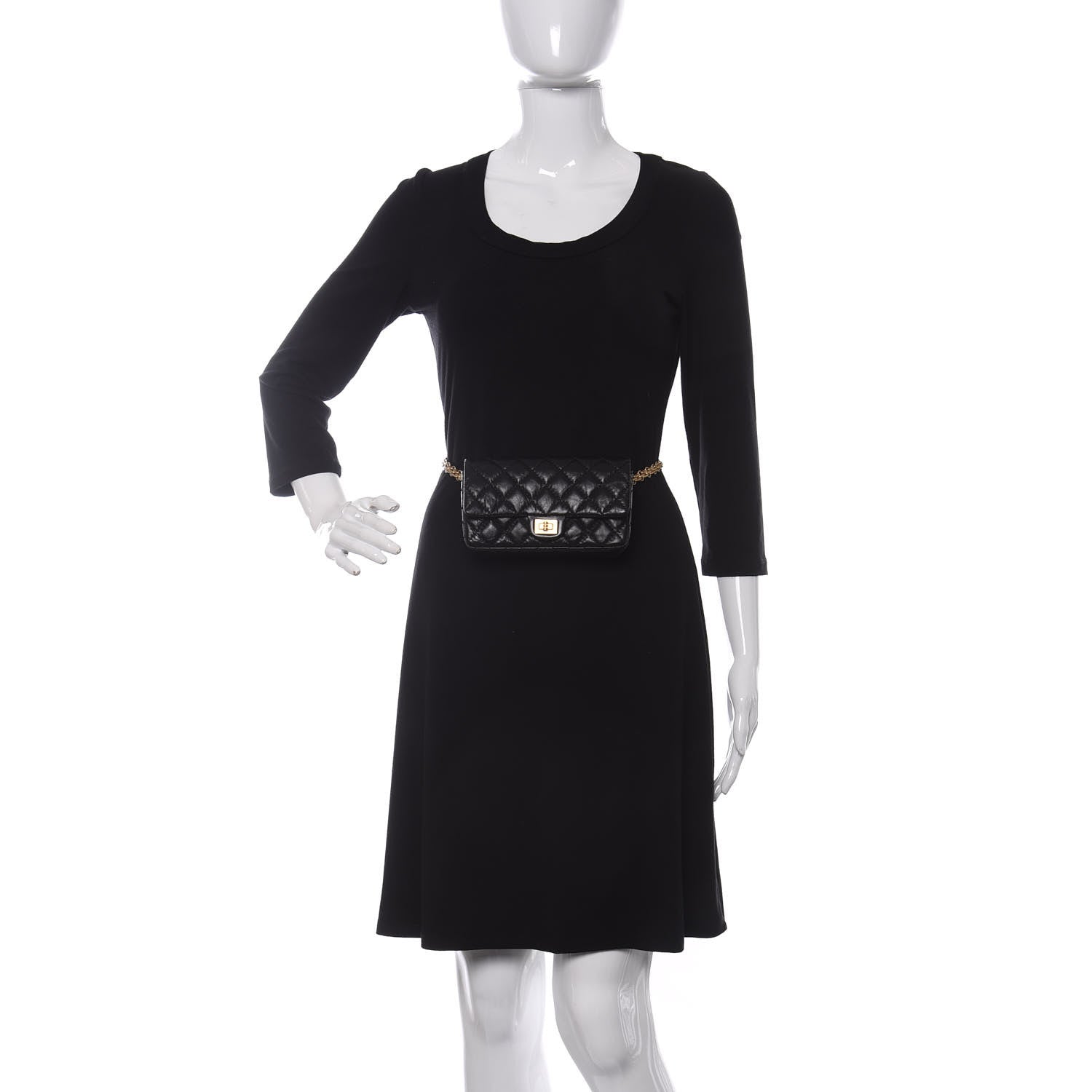 Chanel Aged Calfskin Quilted 2.55 Reissue Flap Belt Bag Black 2 of 10