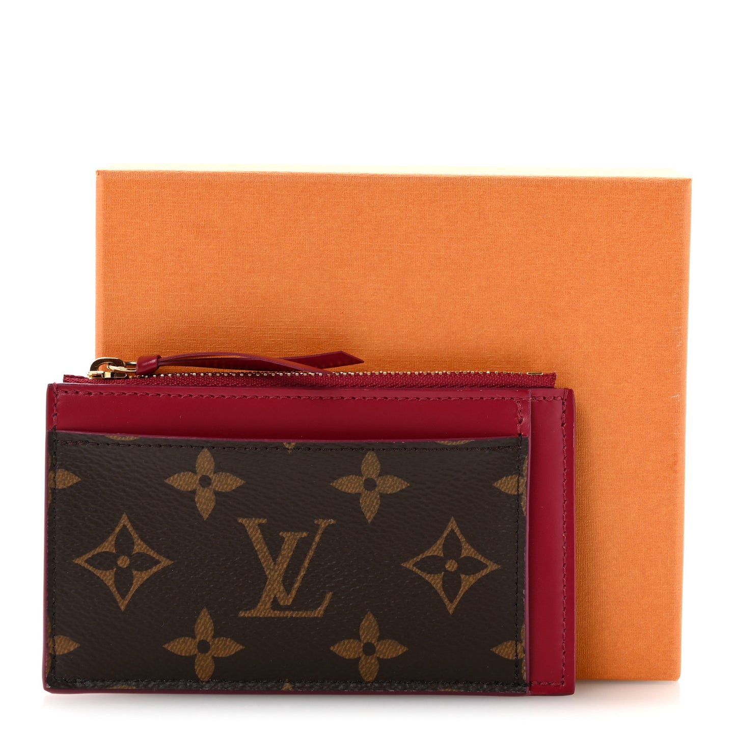 Monogram Zipped Card Holder Fuchsia