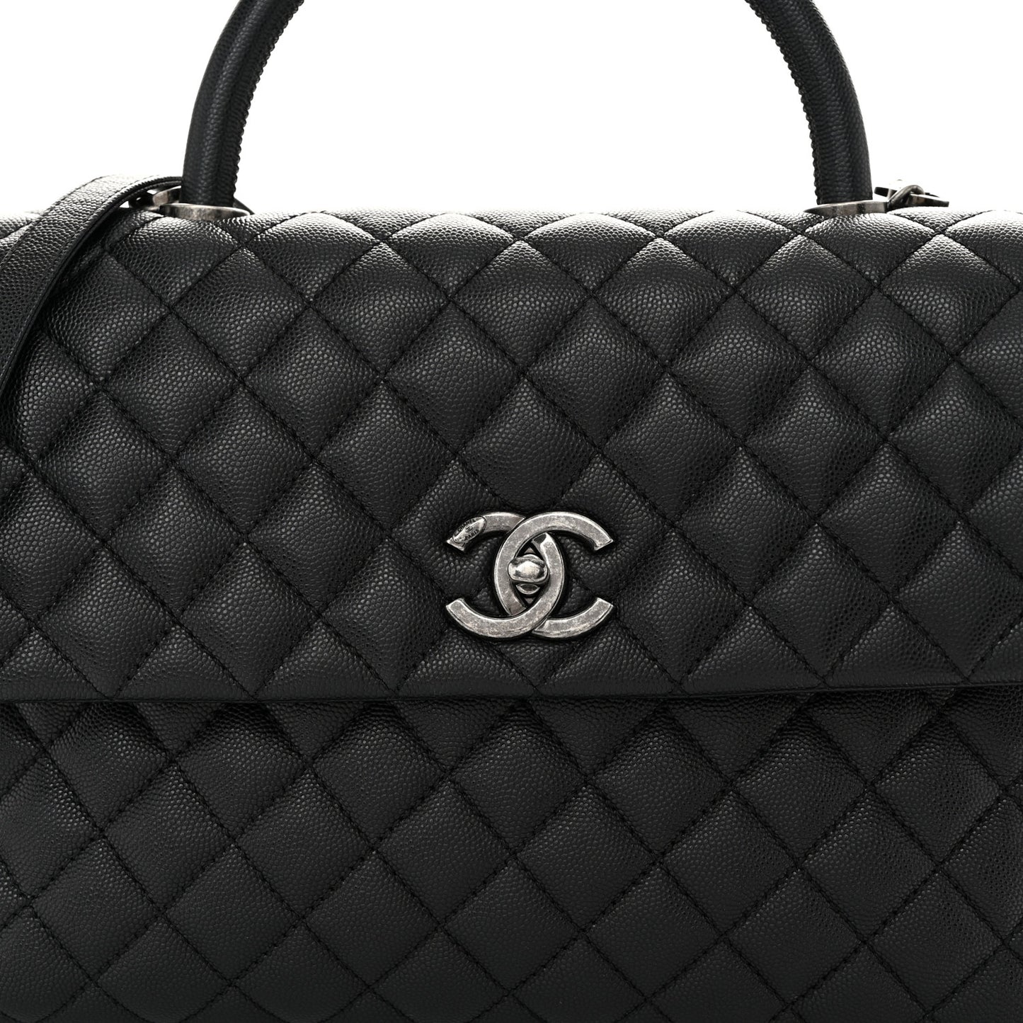 Caviar Quilted Medium Coco Handle Flap Black