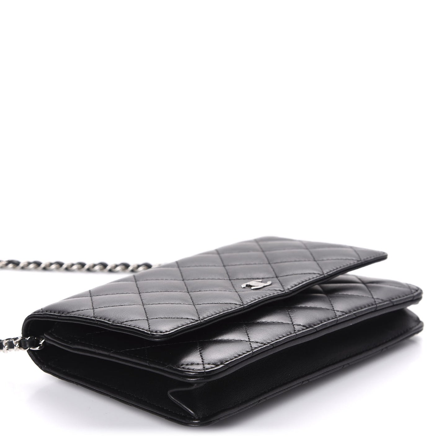 Lambskin Quilted Wallet On Chain WOC Black