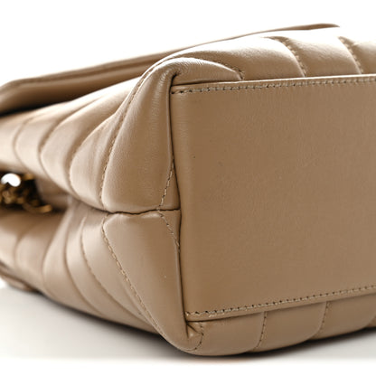 Saint Laurent Calfskin Y Quilted Monogram Small Loulou Chain Satchel Dark Beige 9 of 10