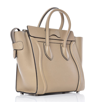 Celine Drummed Calfskin Micro Luggage Dune 3 of 12