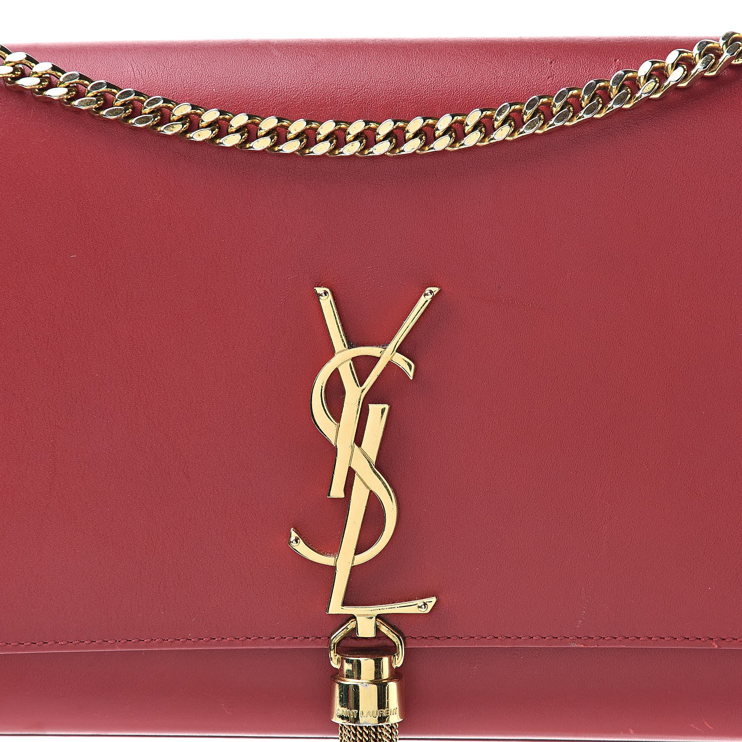 Saint Laurent Smooth Calfskin Medium Classic Monogram Kate Tassel Satchel Lipstick Red 9 of 23